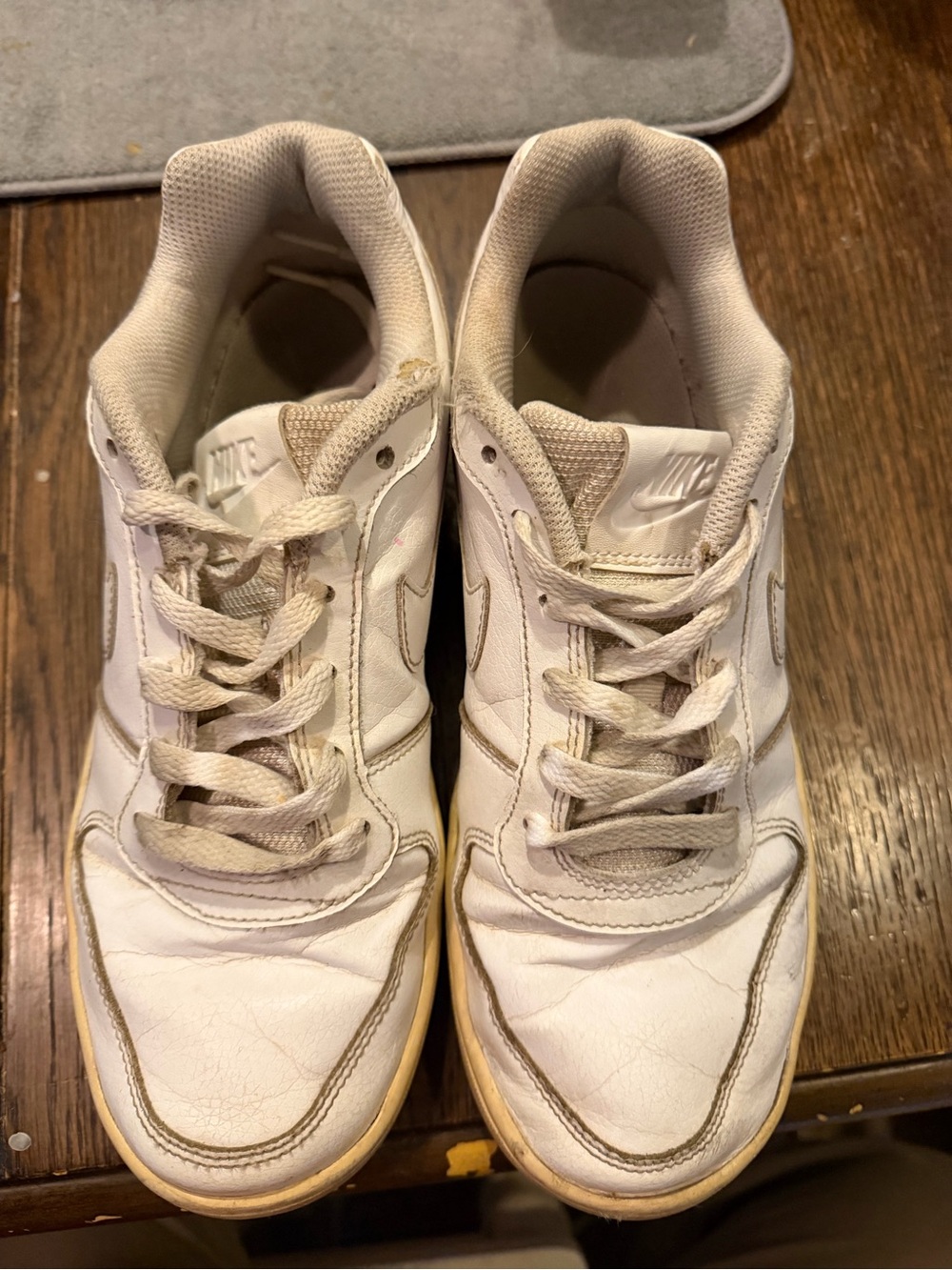Nike White Athletic Sneakers with Light Beige Trim